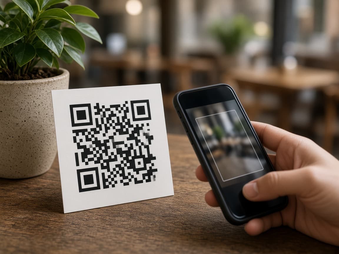 Phone scanning a printed QR on the appeal table